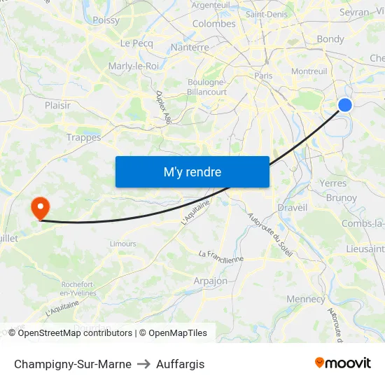 Champigny-Sur-Marne to Auffargis map
