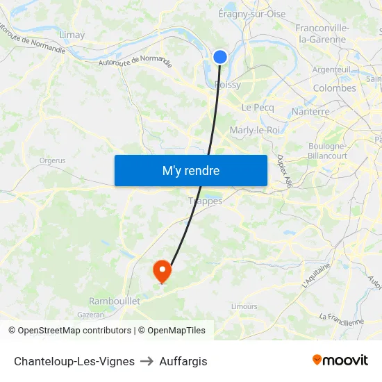 Chanteloup-Les-Vignes to Auffargis map