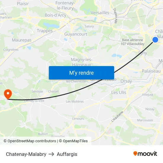Chatenay-Malabry to Auffargis map