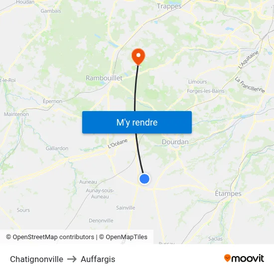 Chatignonville to Auffargis map