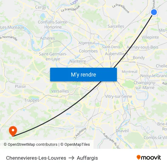 Chennevieres-Les-Louvres to Auffargis map