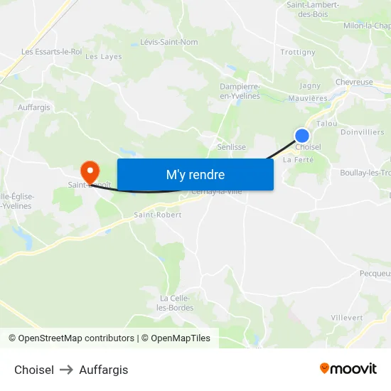 Choisel to Auffargis map