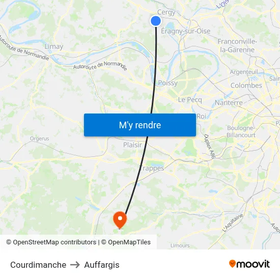 Courdimanche to Auffargis map