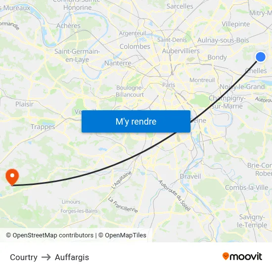 Courtry to Auffargis map