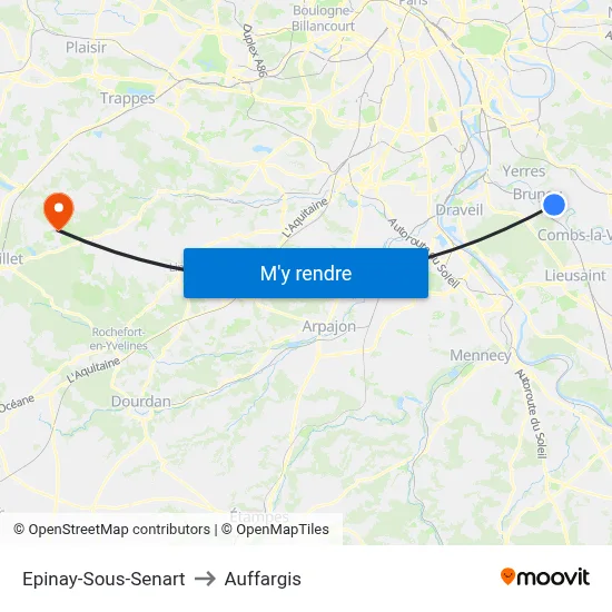 Epinay-Sous-Senart to Auffargis map