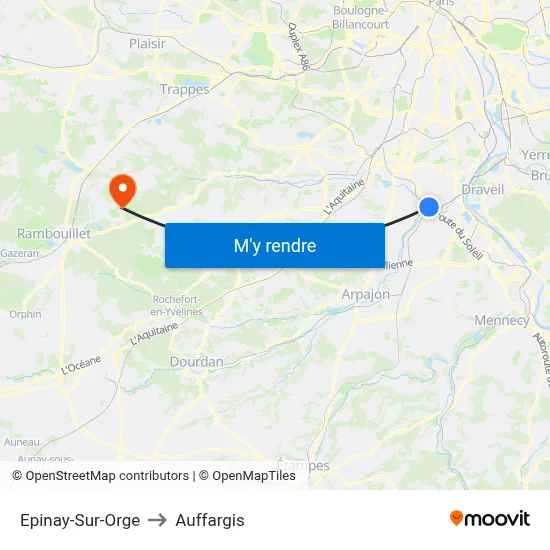 Epinay-Sur-Orge to Auffargis map