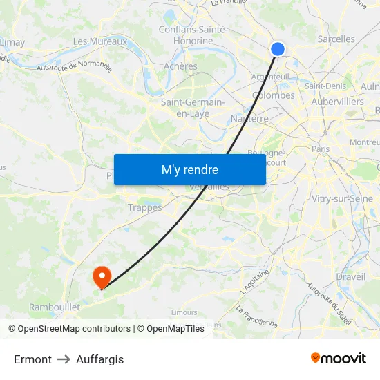 Ermont to Auffargis map