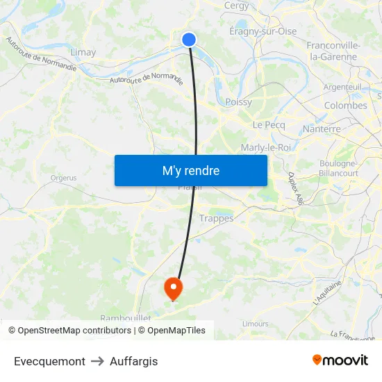 Evecquemont to Auffargis map