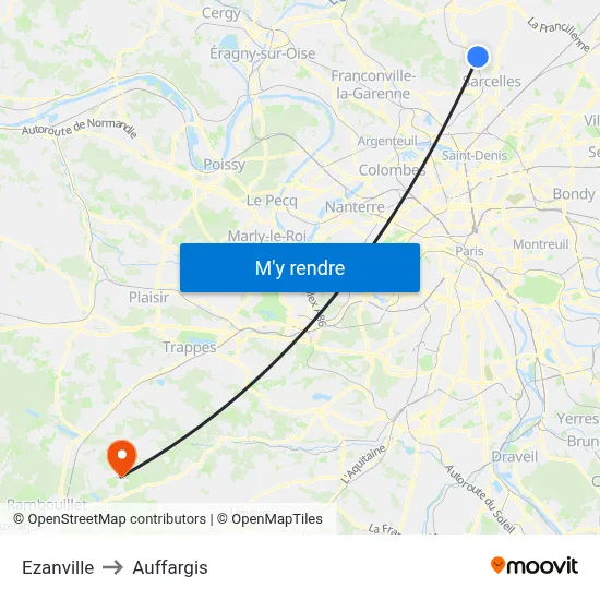 Ezanville to Auffargis map