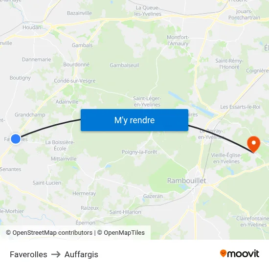 Faverolles to Auffargis map