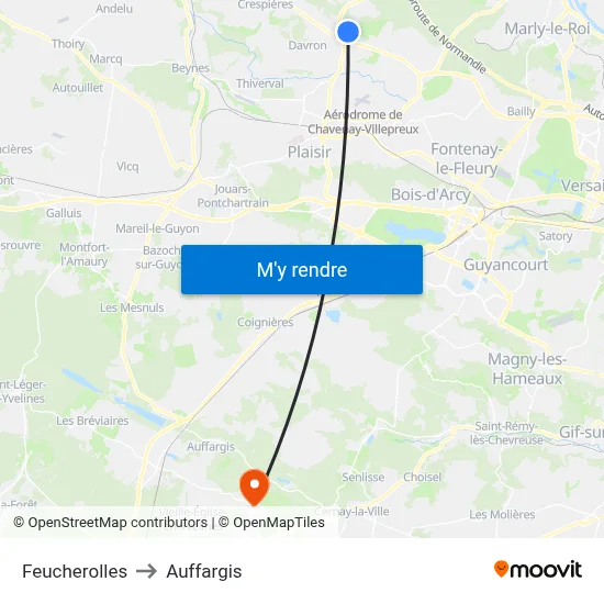 Feucherolles to Auffargis map