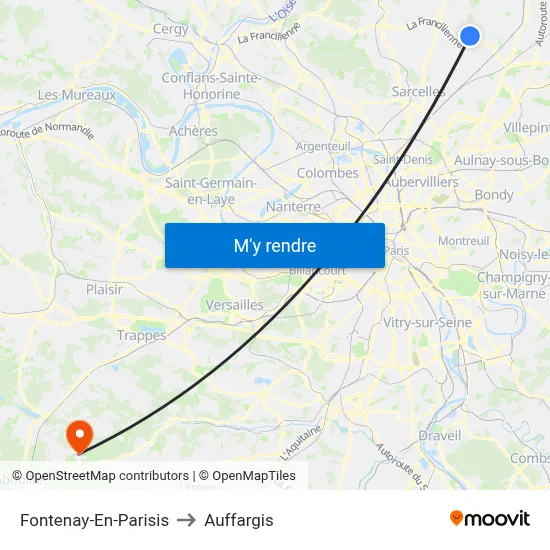 Fontenay-En-Parisis to Auffargis map