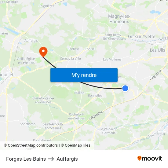 Forges-Les-Bains to Auffargis map