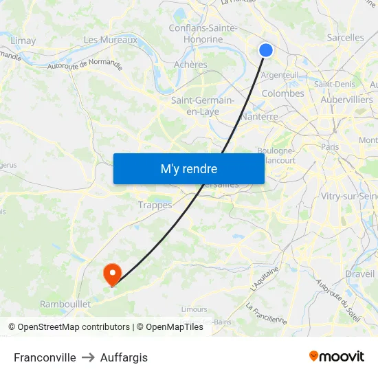 Franconville to Auffargis map
