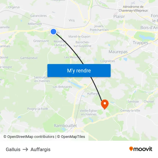 Galluis to Auffargis map