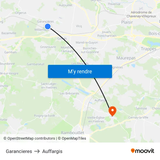 Garancieres to Auffargis map