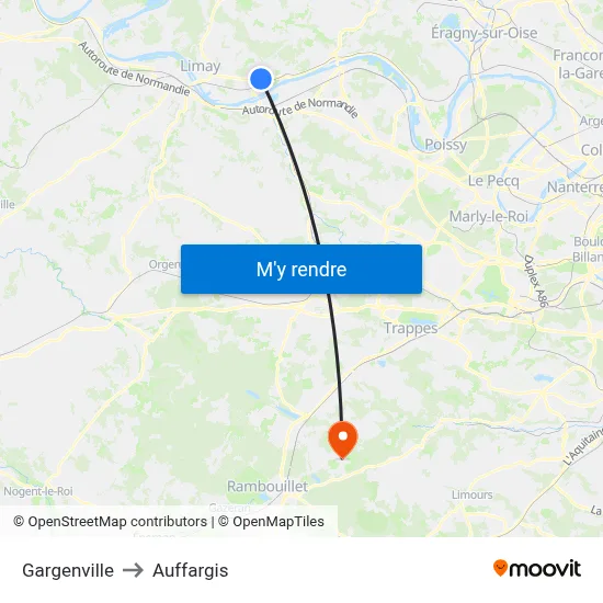 Gargenville to Auffargis map
