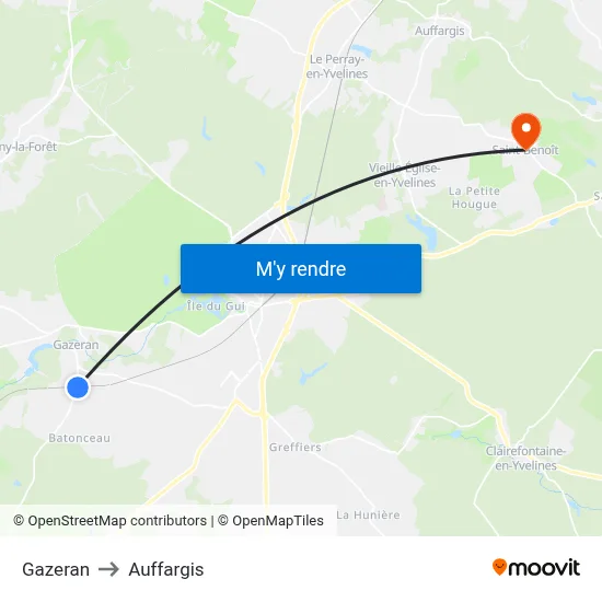Gazeran to Auffargis map