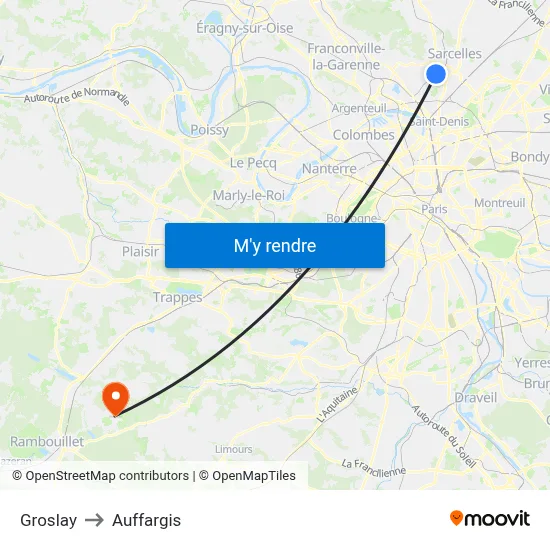 Groslay to Auffargis map