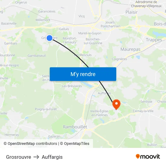 Grosrouvre to Auffargis map