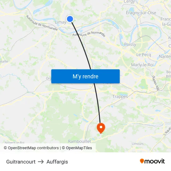 Guitrancourt to Auffargis map