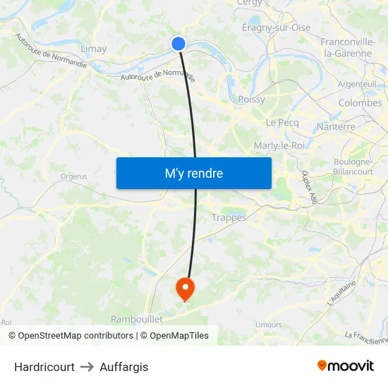 Hardricourt to Auffargis map