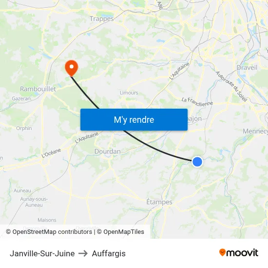 Janville-Sur-Juine to Auffargis map
