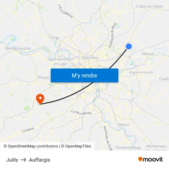 Juilly to Auffargis map