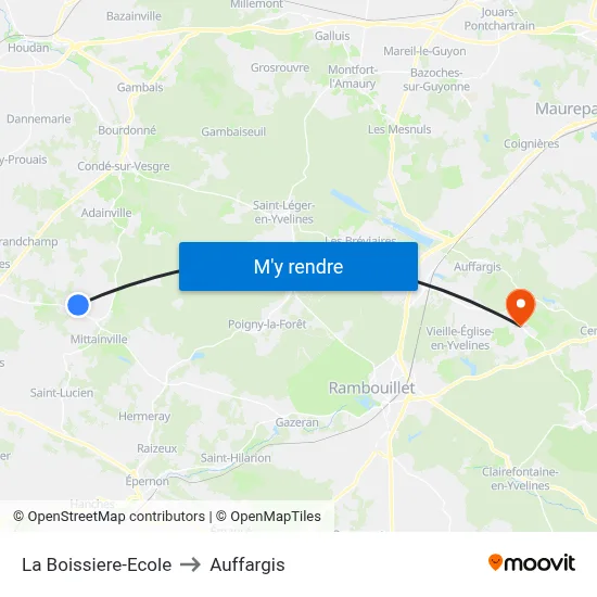 La Boissiere-Ecole to Auffargis map