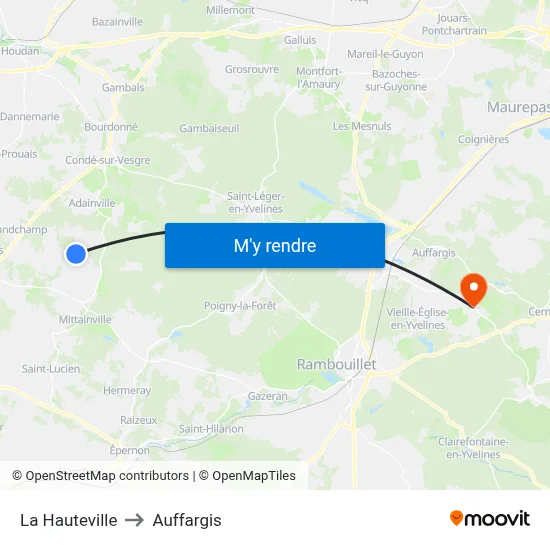 La Hauteville to Auffargis map