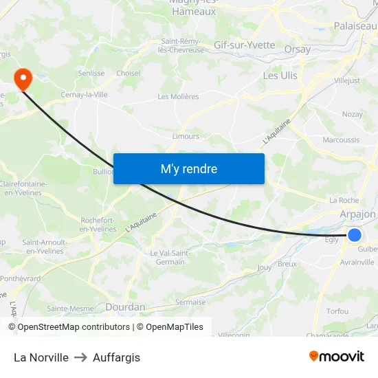 La Norville to Auffargis map