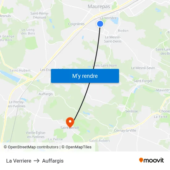 La Verriere to Auffargis map