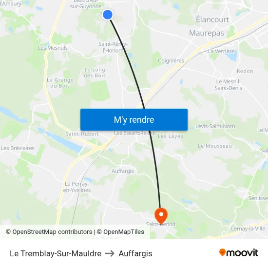 Le Tremblay-Sur-Mauldre to Auffargis map