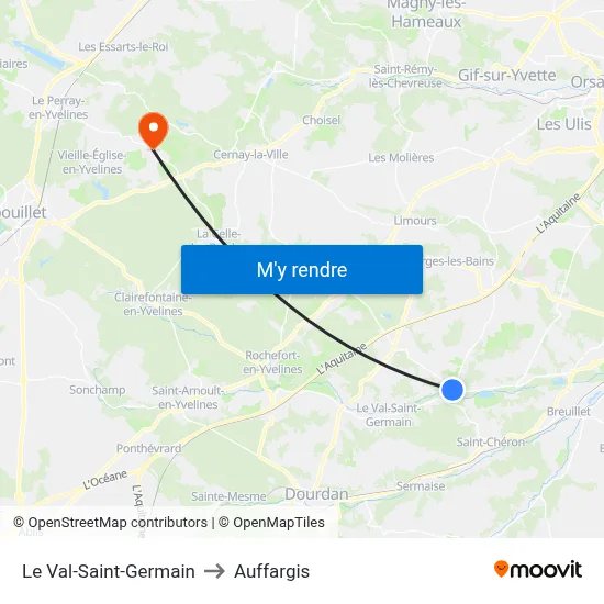 Le Val-Saint-Germain to Auffargis map