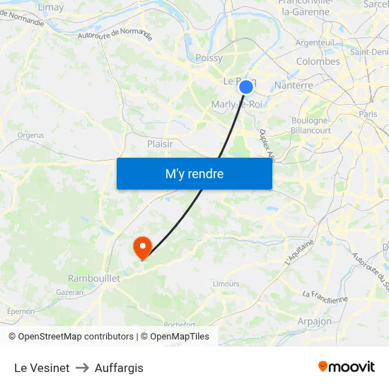 Le Vesinet to Auffargis map