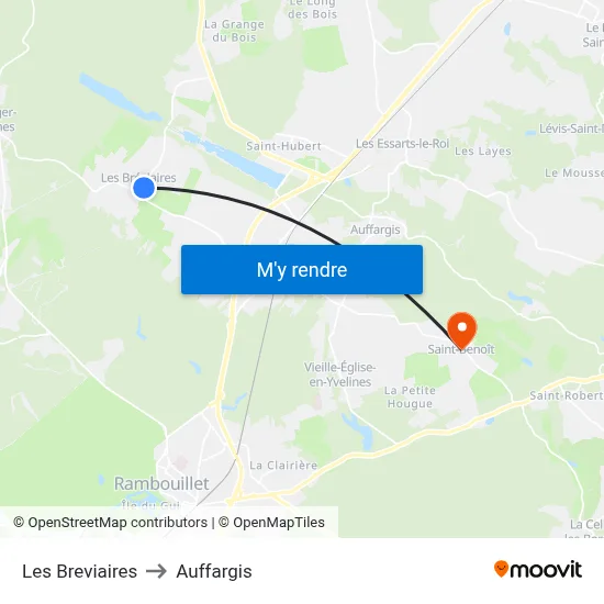 Les Breviaires to Auffargis map