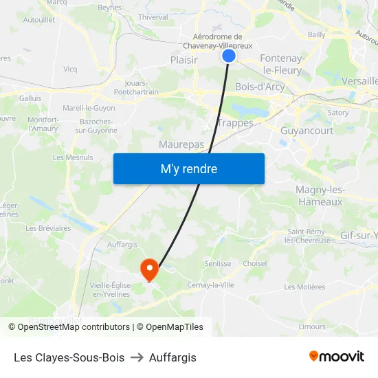 Les Clayes-Sous-Bois to Auffargis map