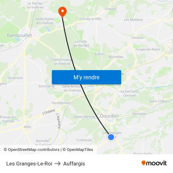 Les Granges-Le-Roi to Auffargis map