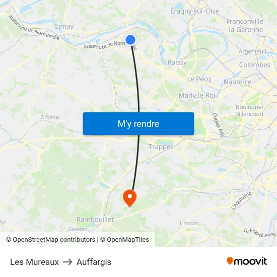 Les Mureaux to Auffargis map