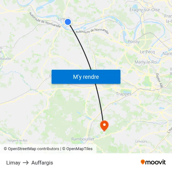 Limay to Auffargis map