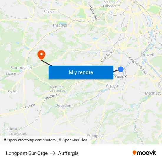 Longpont-Sur-Orge to Auffargis map