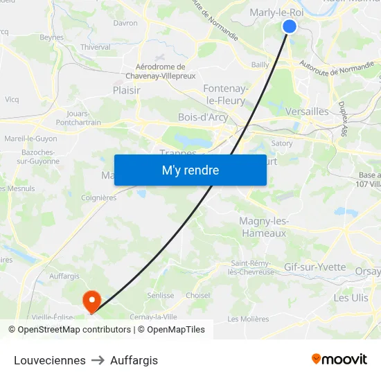 Louveciennes to Auffargis map
