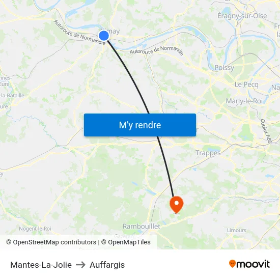 Mantes-La-Jolie to Auffargis map