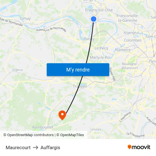 Maurecourt to Auffargis map