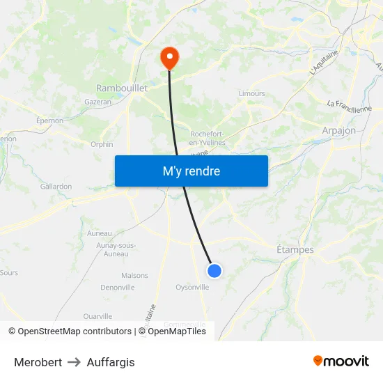 Merobert to Auffargis map