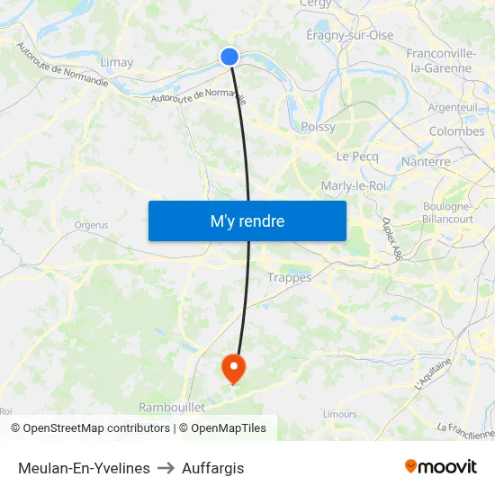 Meulan-En-Yvelines to Auffargis map