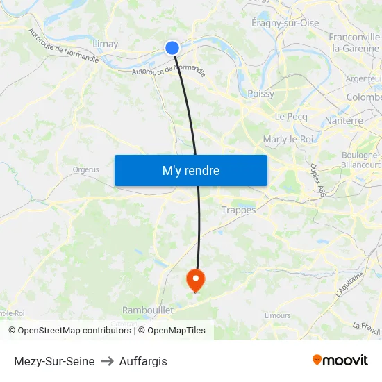 Mezy-Sur-Seine to Auffargis map