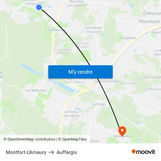 Montfort-L'Amaury to Auffargis map