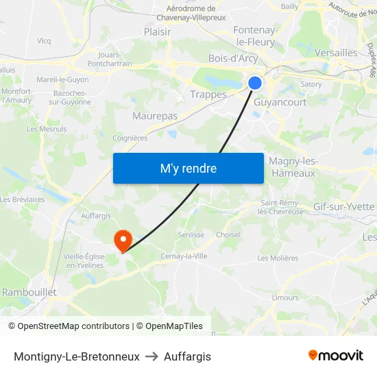 Montigny-Le-Bretonneux to Auffargis map