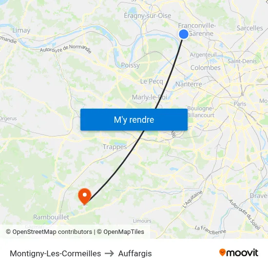Montigny-Les-Cormeilles to Auffargis map